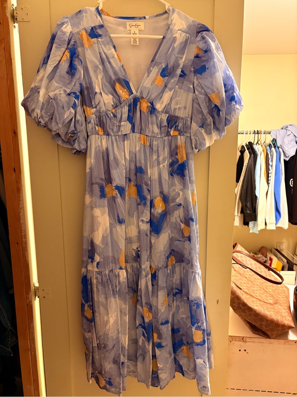 Jessica Simpson Light Blue and Yellow Floral Midi Dress
